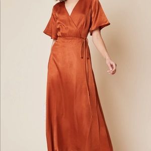 Whimsy + Row Sustainable Wrap dress • Rust orange